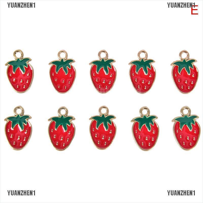 1 [Yuanzhen] Set 10 Mặt Dây Chuyền Hình Trái Cherry Bằng Hợp Kim Tráng Men Thủ Công DIY