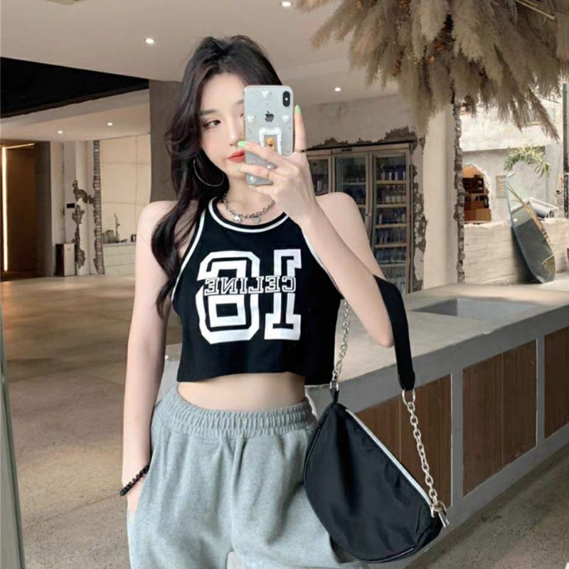 ÁO 3 LỖ CROPTOP THỂ THAO IN SỐ 16 VATI