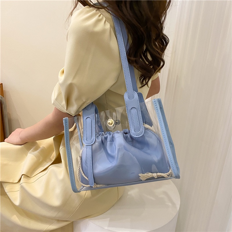 Túi Xách jelly Trong Suốt Sức Chứa Lớn Thiết Kế Đơn Giản Thời Trang Mùa Hè Cho Mẹ Và Bé