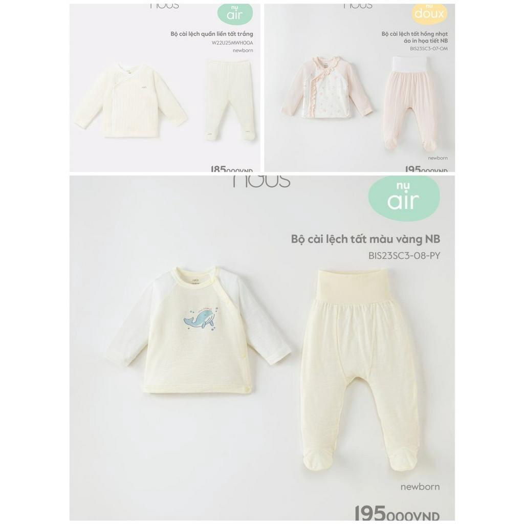 [NOUS] Bộ Cài Lệch Quần Liền Tất Sơ Sinh Nous  2023 Mềm Thoáng Cho Bé 3-6kg