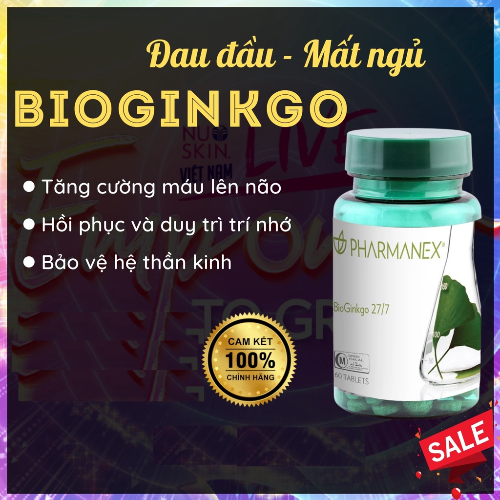 Thực Phẩm Bảo Vệ Sức Khỏe Nuskin BioGinkgo 27/7 Tăng Cường Trí Nhớ Cho Não - Hộp 60 viên