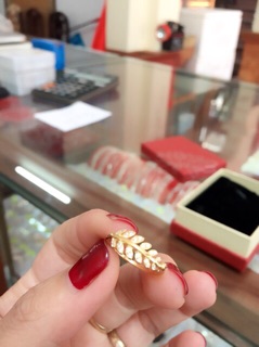 Nhẫn lá bạc xi vàng