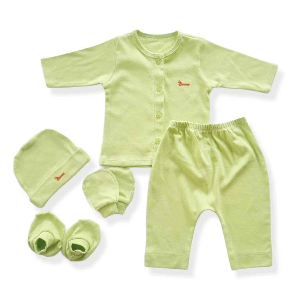 Bộ quần áo sơ sinh dài tay cotton BUNNY 5 chi tiết cho bé 0-3 tháng (Quần - Áo - Mũ - Bao tay - Bao chân) Thị Nắng Store