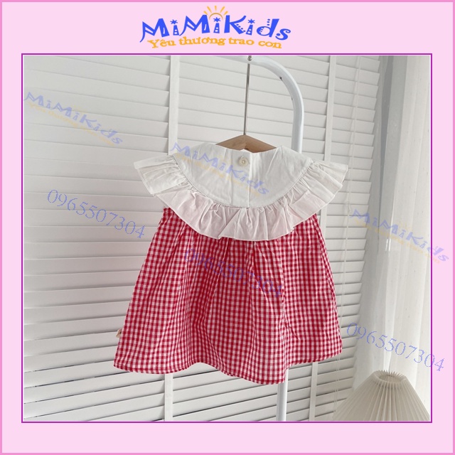 Váy bé gái/Đầm bé gái kẻ caro/Váy đi học cho bé gái từ 6 tháng-4 tuổi, chất cotton thô thoáng mát