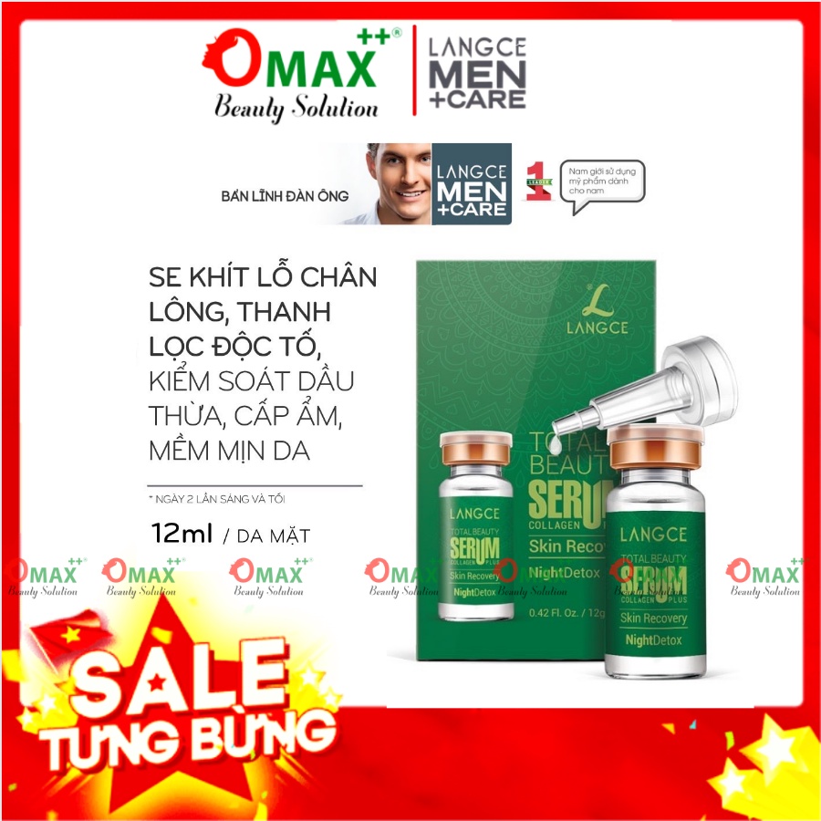 SERUM COLLAGEN+ ĐẸP DA THANH LỌC DA - GIẢI ĐỘC TỐ NIGHT DETOX 12ML LANGCE dành cho NAM