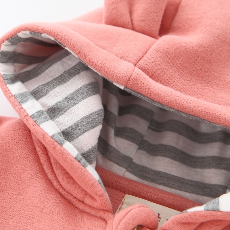 BEAR LEADER Áo Khoác Tay Dài Có Nón In Họa Tiết Hoạt Hình Dễ Thương Thời Trang Thu Đông Cho Bé Trai Và Gái