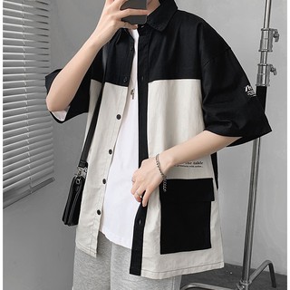 Áo sơ mi nam phối túi hộp phong cách Hàn Quốc SMN08