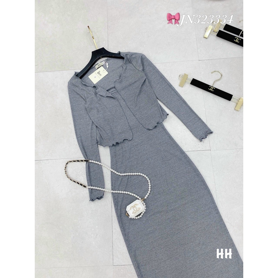 Đầm ôm body kèm áo khoác thun gân