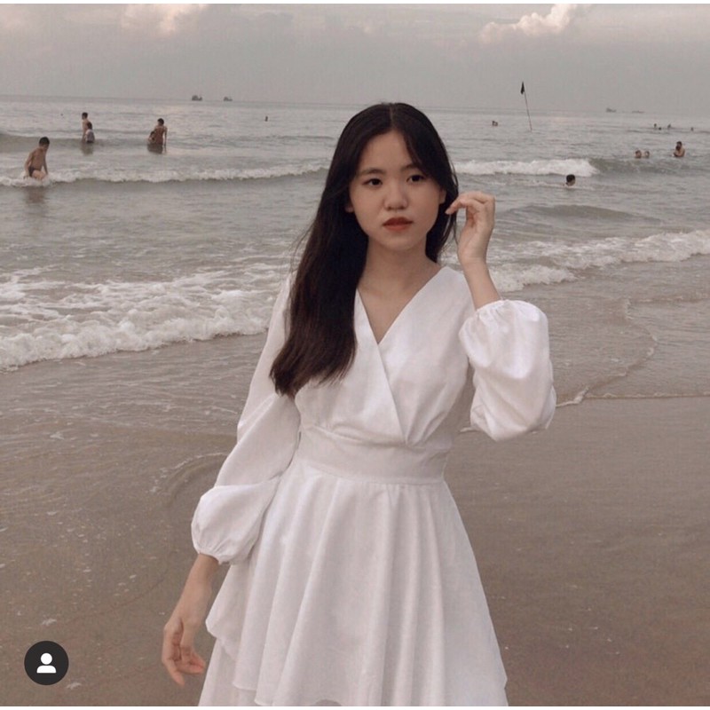 (CLIP THẬT) Đầm babydoll dự tiệc trắng 2 tầng