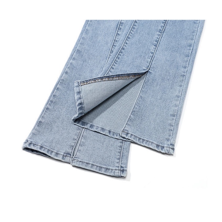 Jiashucheng Quần Jean Dài Lưng Cao Ống Loe Xẻ Tà Phong Cách Xuân Thu Mới Cho Nữ