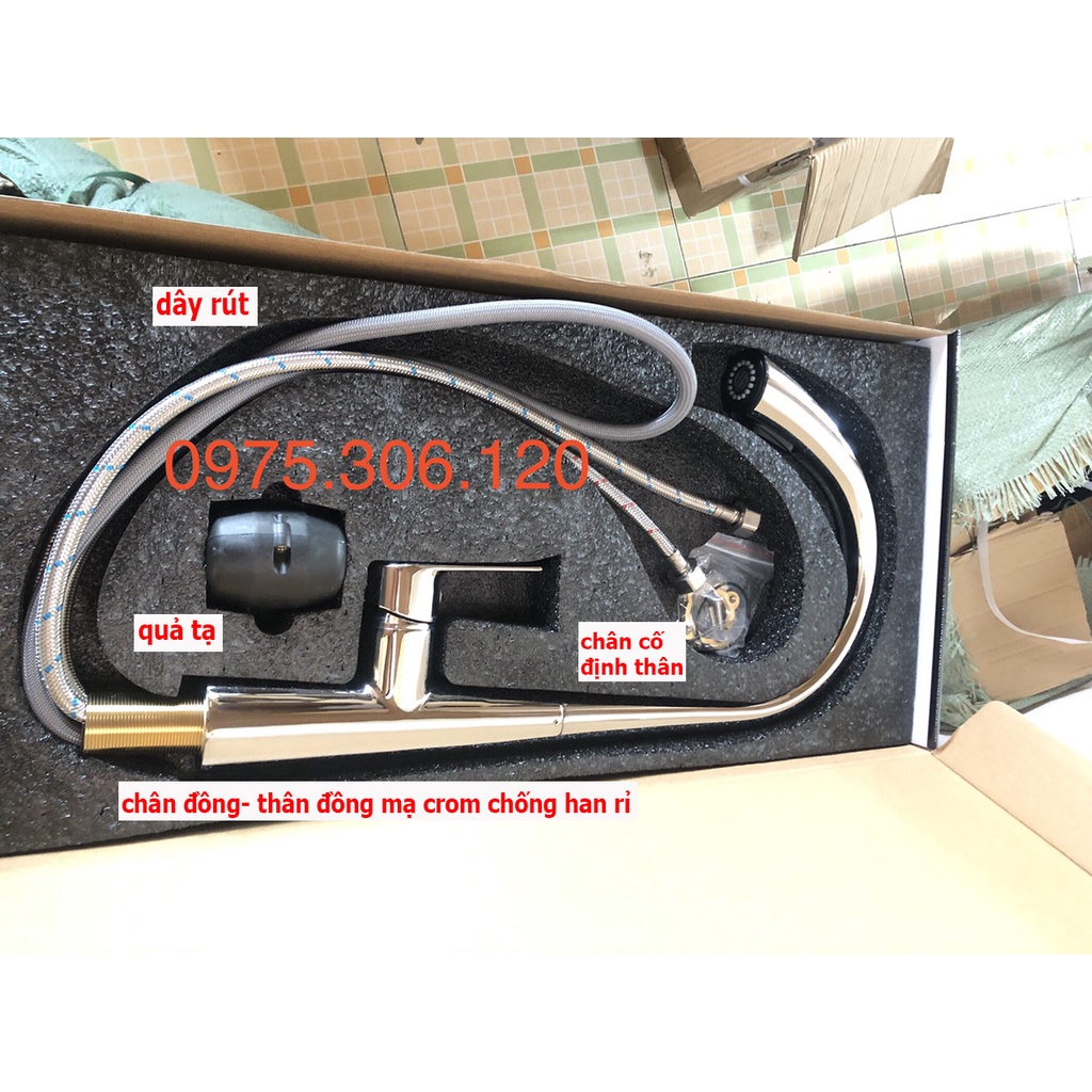 [LOẠI 1 SIÊU BỀN] Vòi Rửa Chén Bát Nóng Lạnh VÒI RÚT ĐỒNG THAU MẠ CROM SÁNG BÓNG N4005 si RỬA ĐƯỢC MỌI VỊ TRÍ TRONG CHẬU