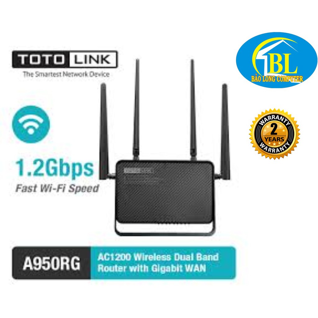 Router Wi-Fi băng tần kép AC1200 - Totolink A950RG