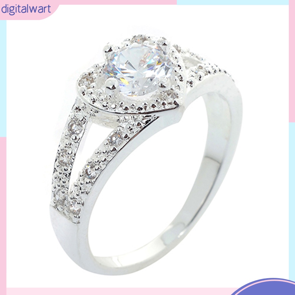 Nhẫn mạ bạc 925 đính đá hình tim xinh xắn