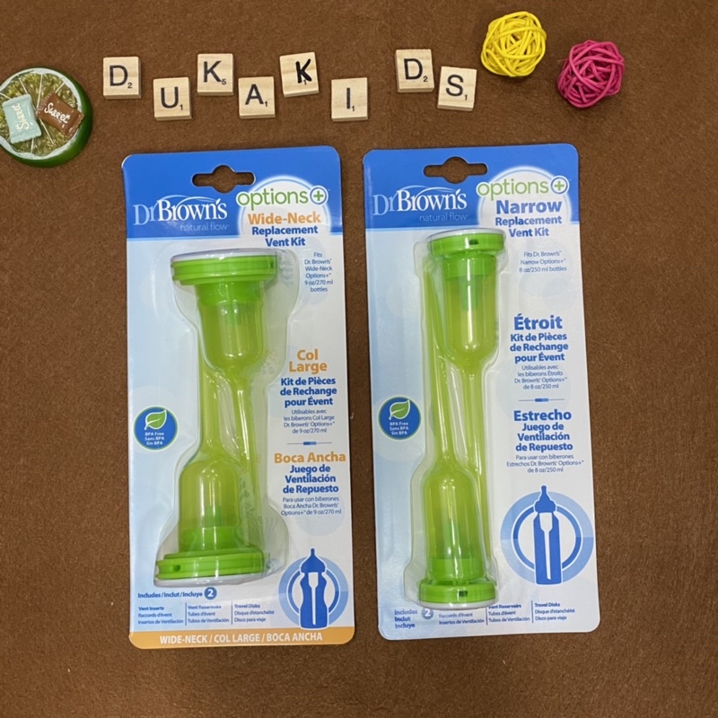 Bộ van thông khí thay thế bình sữa Dr. Browns Option (màu xanh lá) - Cổ rộng và Cổ hẹp