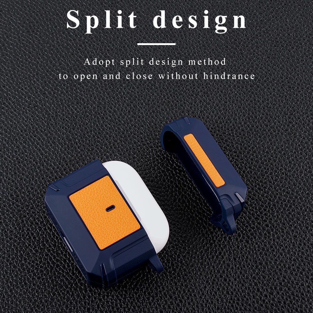 Vỏ Bảo Vệ Hộp Sạc Tai Nghe Airpods 1 2 3 Pro Chất Liệu Da Cứng Kiểu Áo Giáp Sang Trọng