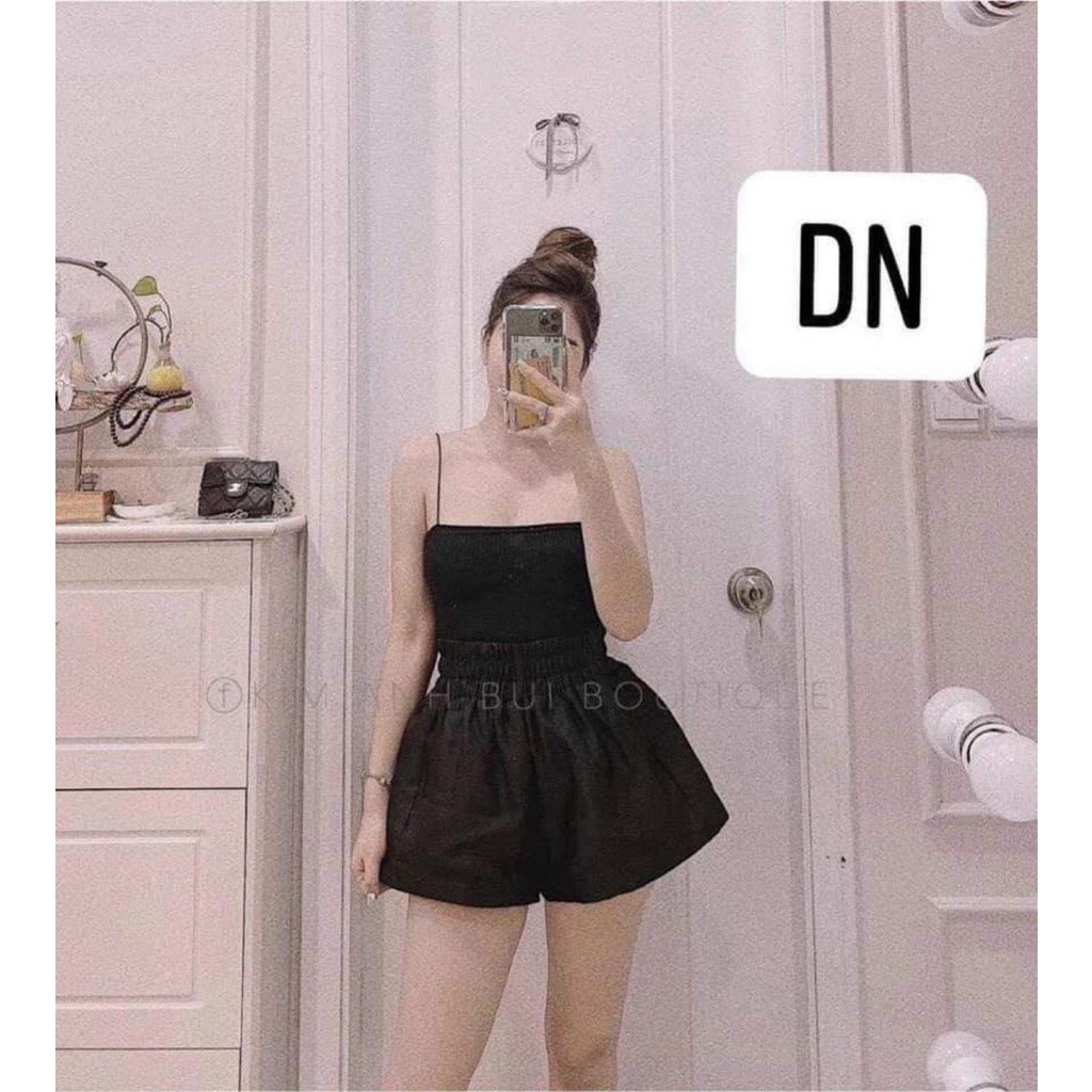 Quần short kiểu lưng chun xòe bồng u