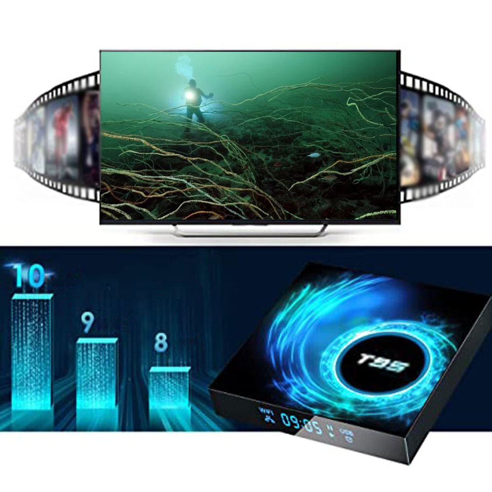 Hộp tivi thông minh Android T95 16G wifi băng tần kép bluetooth 5.0 độ phân giải 6K rõ nét phiên bản Android 10.0