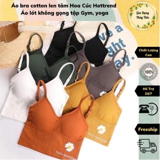 Áo bra cotton len tăm Hoa Cúc Hottrend ,không gọng tập Gym, yoga