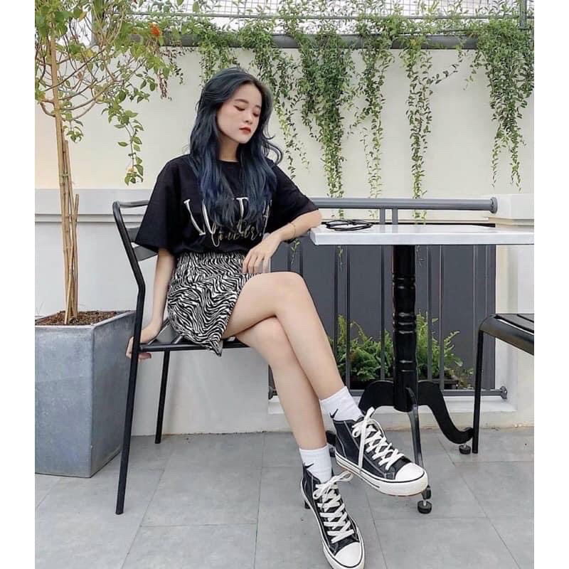 Set chân váy beo + áo thun