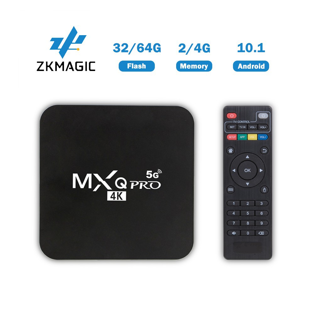 Đầu thu tín hiệu TV Zkmagic MXQ Pro 4k Android 10.1 Box RK3229 2G16G 4G32G HD 3D 2.4G Hỗ Trợ WiFi Google Play Youtube