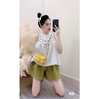 Đồ bộ nữ dáng babydoll áo ba lỗ  chất ĐŨI , quần đùi siêu mát mặc ở nhà, đi chơi đều đẹp BĐ11