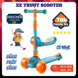 Xe trượt scooter cho bé , có nhạc có đèn kiêm xe chòi chân 2 trong 1.