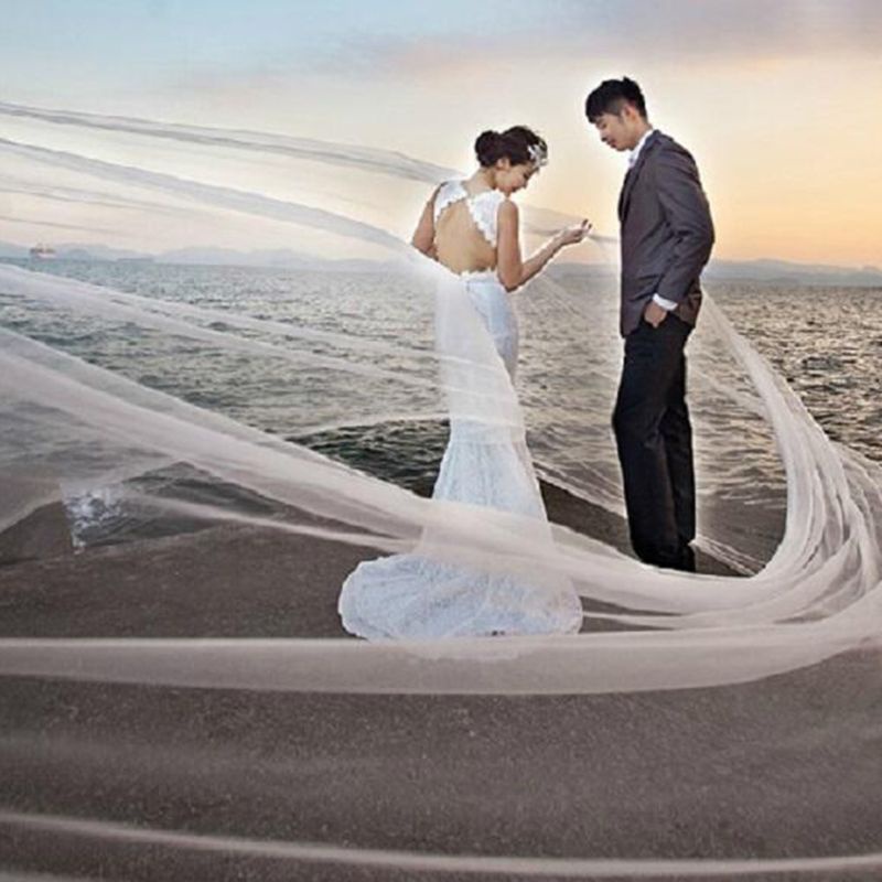 Mạng Che Mặt Màu Trắng Đơn Giản Dài 3M / 5M Trang Trí Tiệc Cưới