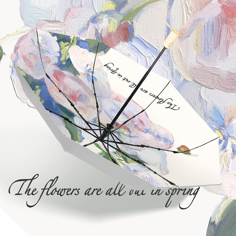 Dù Che Nắng 50% Bằng Titan Siêu Nhẹ Chống Tia Cực Tím Hai Lớp Màu Bạc