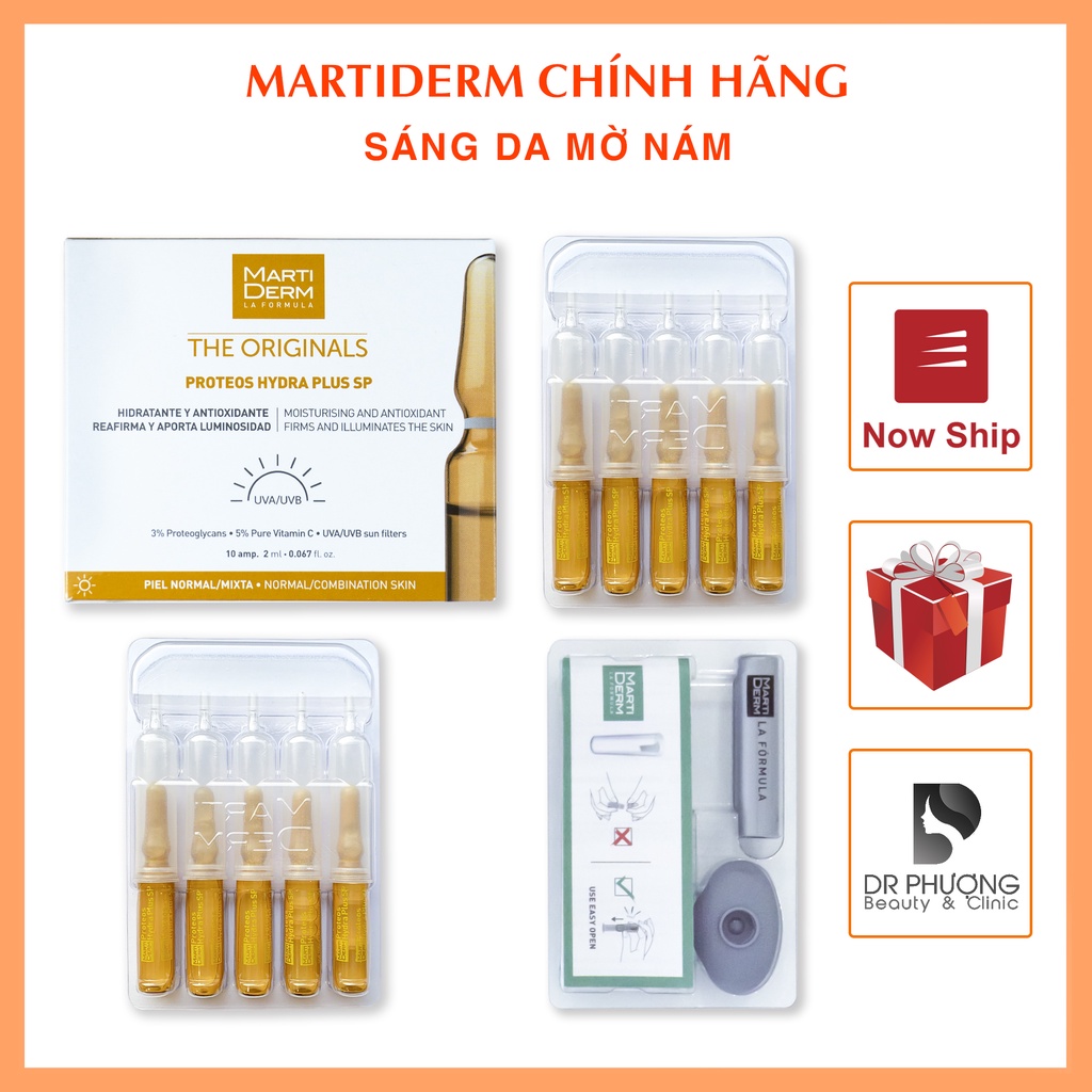Tinh chất Ampoule dưỡng ẩm và ngừa lão hóa da Martiderm The Original Proteos Hydra Plus Sp Vàng  Date 9/2024