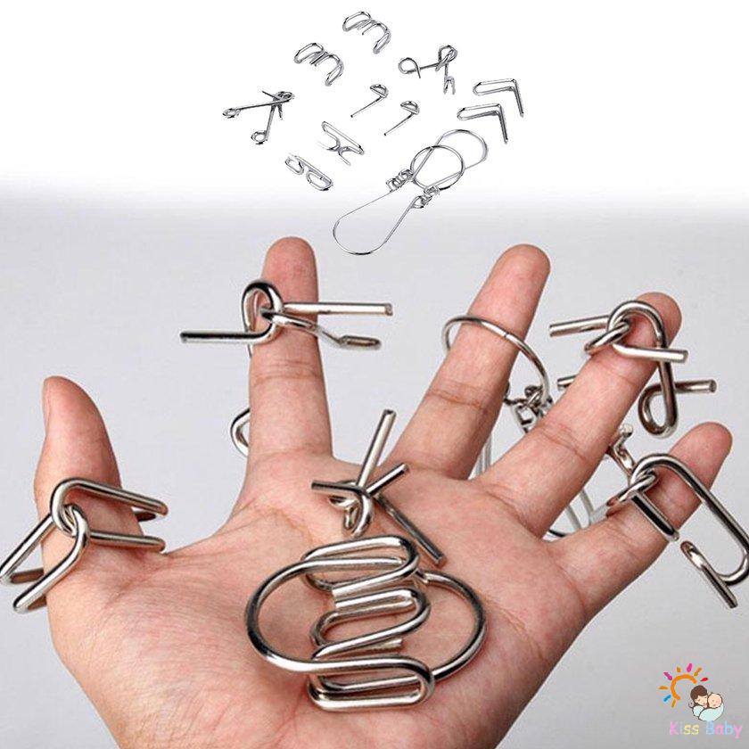 【Kiss】7pcs/Set Brain Teaser Metal IQ Puzzle Ring Test Mind Game Child Magic Toy