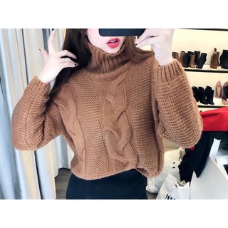 Áo len bện thừng cổ lọ