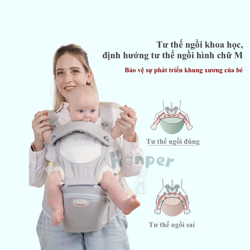 Địu ngồi em bé cao cấp 9 tư thế chính hãng Honper cho bé 6-36th