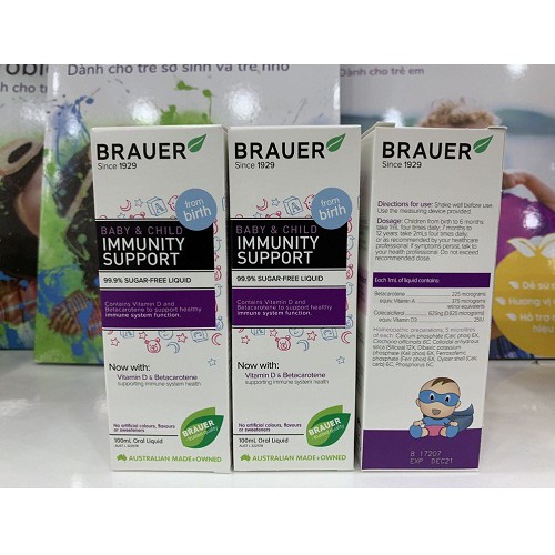 Siro BRAUER Immunity Support 100ml tăng sức đề kháng cho trẻ sơ sinh và trẻ nhỏ của Úc