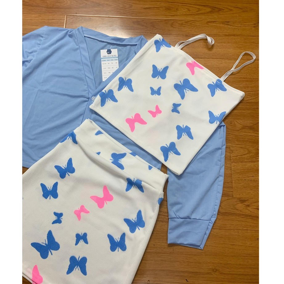 set áo 2 dây mix chân váy ngắn, set 3 món kèm áo cardigan AD56 | BigBuy360 - bigbuy360.vn