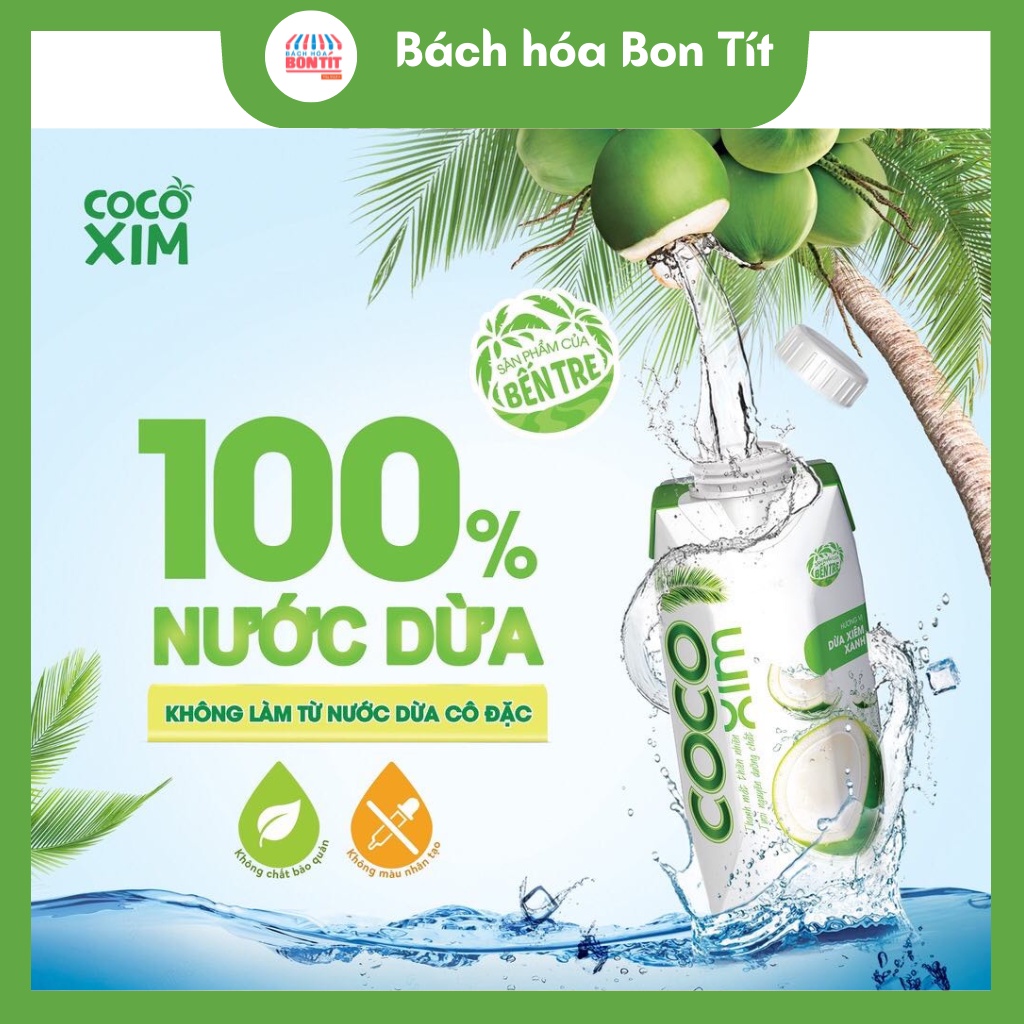Combo 2 chai Nước Dừa Cocoxim dung tích 1000ml, Nước Dừa tươi xuất khẩu, Cocoxim xiêm xanh