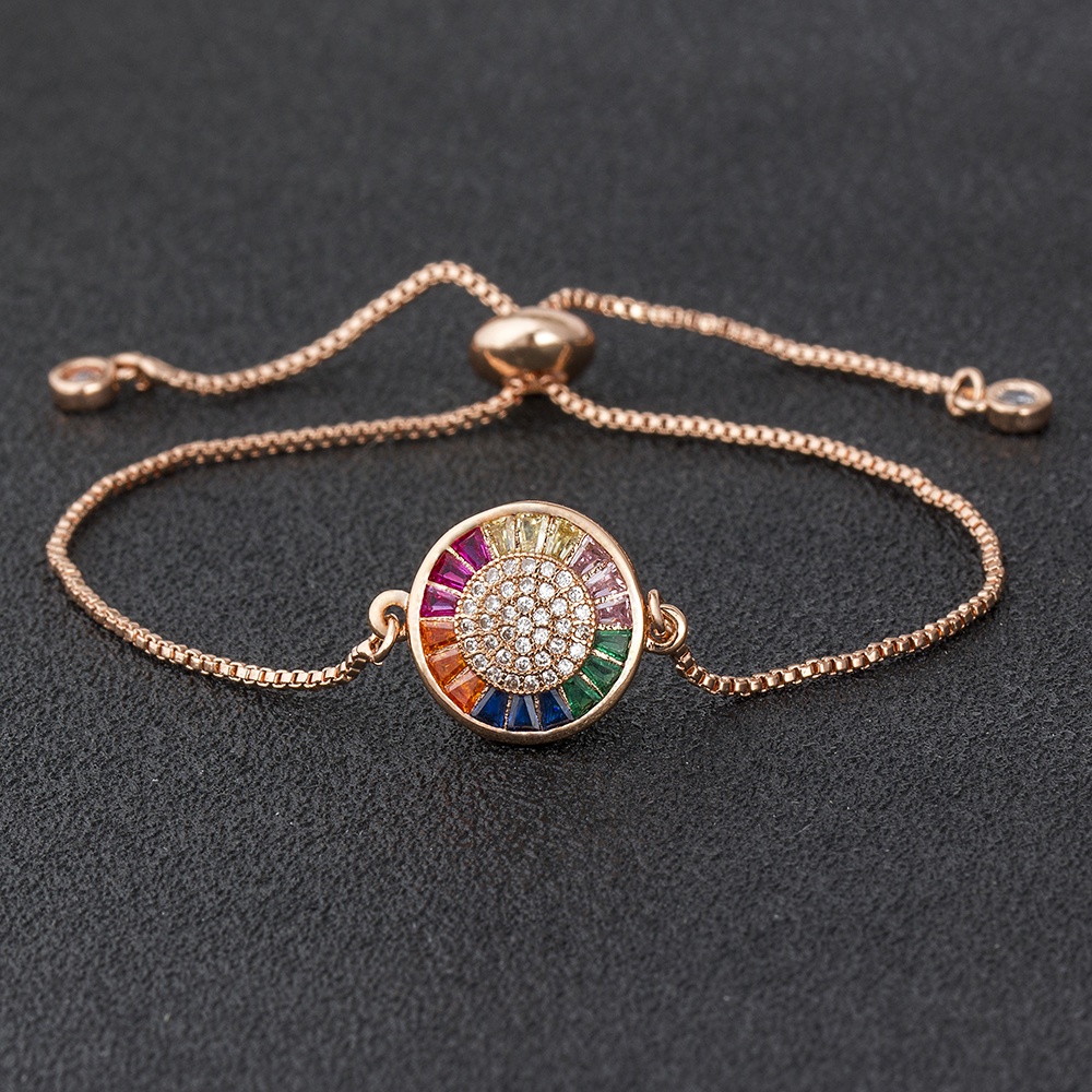 Vòng Tay Chuỗi Tròn Đính Đá Zircon Nhiều Màu Sang Trọng Cho Nữ
