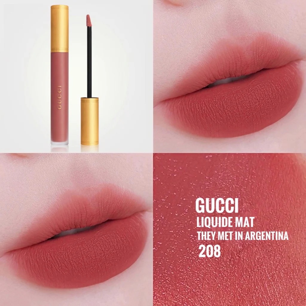 Son Môi Gucci Matte Satin, Son Kem Gucci. Chất Son Lì Hoàn Hảo, Siêu Mịn, Che Được Hết Các Khuyết Điểm Của Môi
