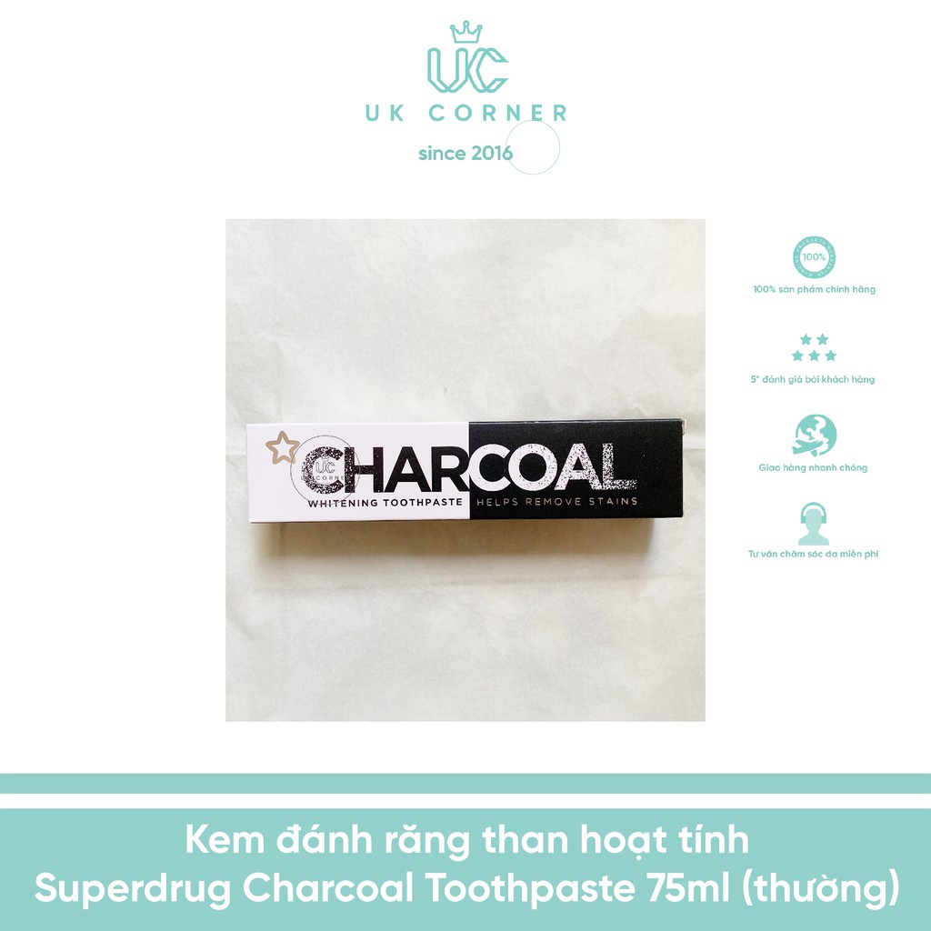 Kem đánh răng than hoạt tính Superdrug Charcoal Toothpaste 75ml