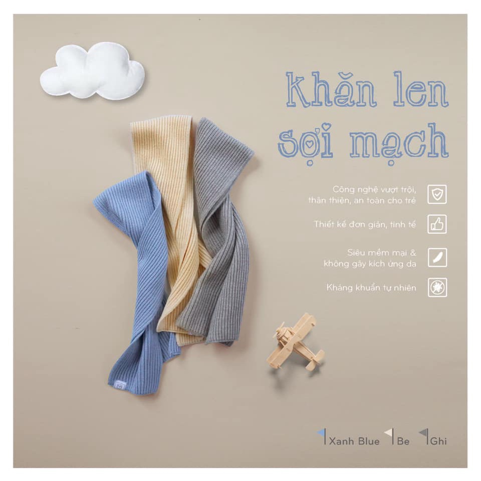 Khăn len sợi mạch quàng cổ cho bé vào mùa đông siêu ấm áp