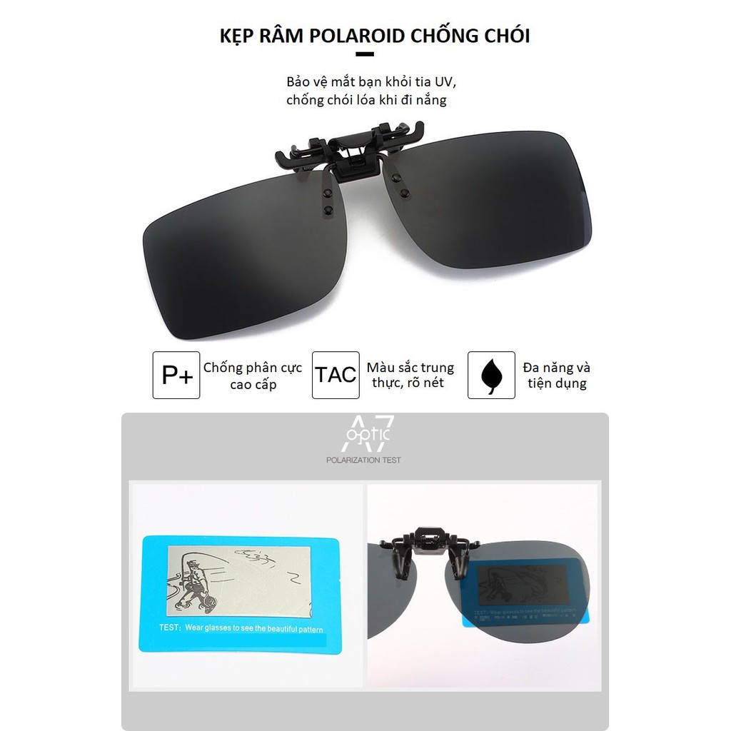 [SALE OFF 50%]Kính râm kẹp vuông có lật 2in1 polaroid phân cực chống chói lóa,chống tia UV 400-Tặng kèm hộp-khăn lau