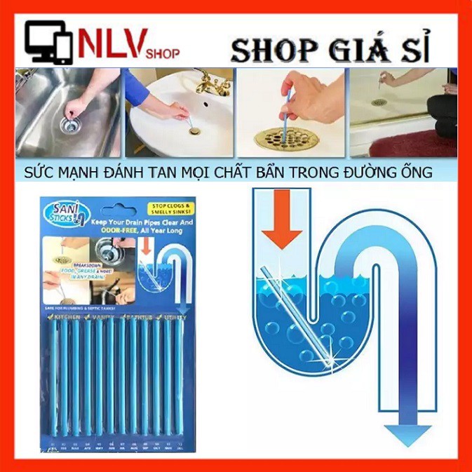 Vỉ 12 Que Thông Cống Thanh Tẩy Rửa Cống Loại Mới