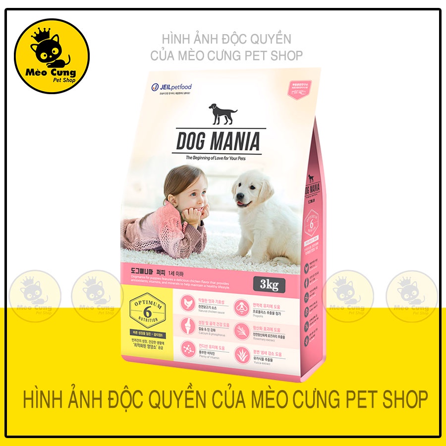 Thức ăn cho chó con Dog mania Puppy Hàn Quốc 3kg, thức ăn hạt cho chó, thức ăn hạt chó, thức ăn khô cho chó, cám chó