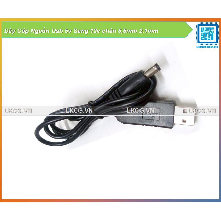 Dây Cáp Nguồn Usb 5v Sang 12v chân 5,5mm 2.1mm