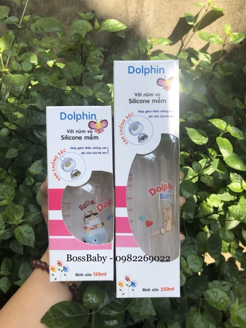 Bình sữa cổ hẹp Dolphin 120ml (có van chống sặc)