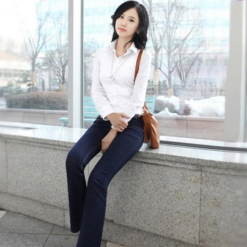 Áo Sơ Mi Chiffon Tay Dài Cổ Chữ V Phong Cách Hàn Quốc Thanh Lịch Dành Cho Nữ