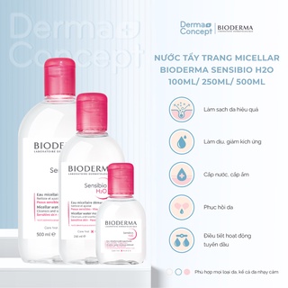 Nước tẩy trang Bioderma hồng Micellar Sensibio H2O cho da nhạy cảm 100ml/ 250ml/ 500ml [NHẬP KHẨU CHÍNH HÃNG 100%]