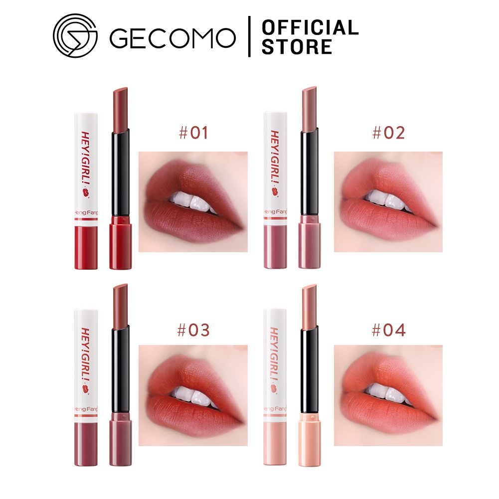 Bộ 4 thỏi son môi GECOMO màu lì mịn như nhung trang điểm lâu trôi thiết kế ống mảnh