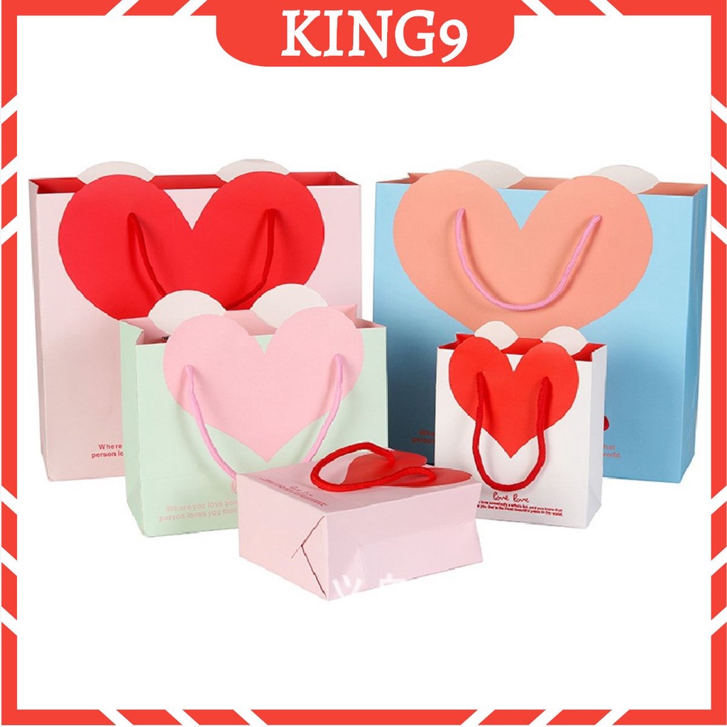 Túi quà giấy hình trái tim nhiều mẫu quà tặng sinh nhật valentine phụ kiện thời trang king9