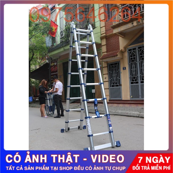 Thang Nhôm Rút Đôi Chữ A 8 Bậc Nikawa NK-50AI-Pri 2.4m chữ A, 5m chữ I