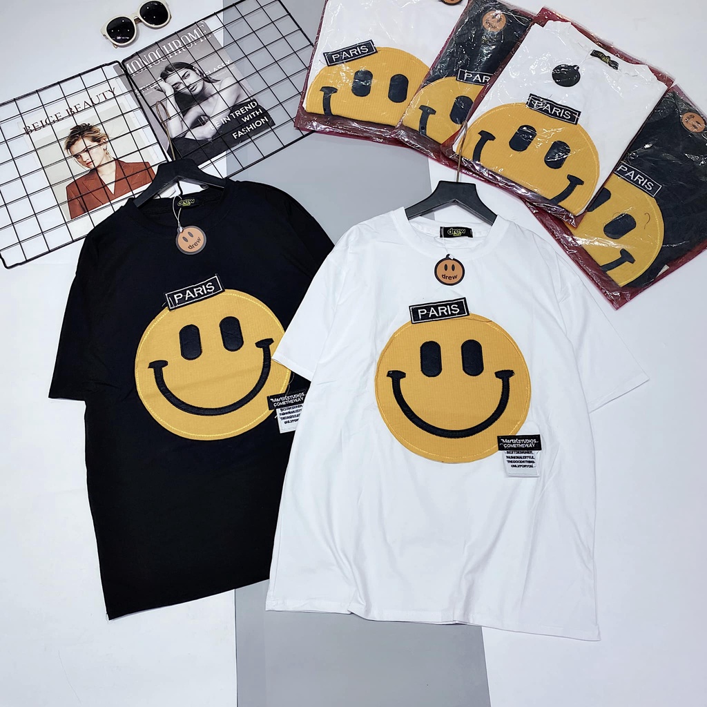 ÁO phông cotton mặt cười PARISS(kèm ảnh thật và video)
